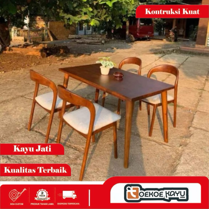 kursi makan meja makan kayu jati, kursi makan, meja makan kayu jati minimalis, meja makan minimalis