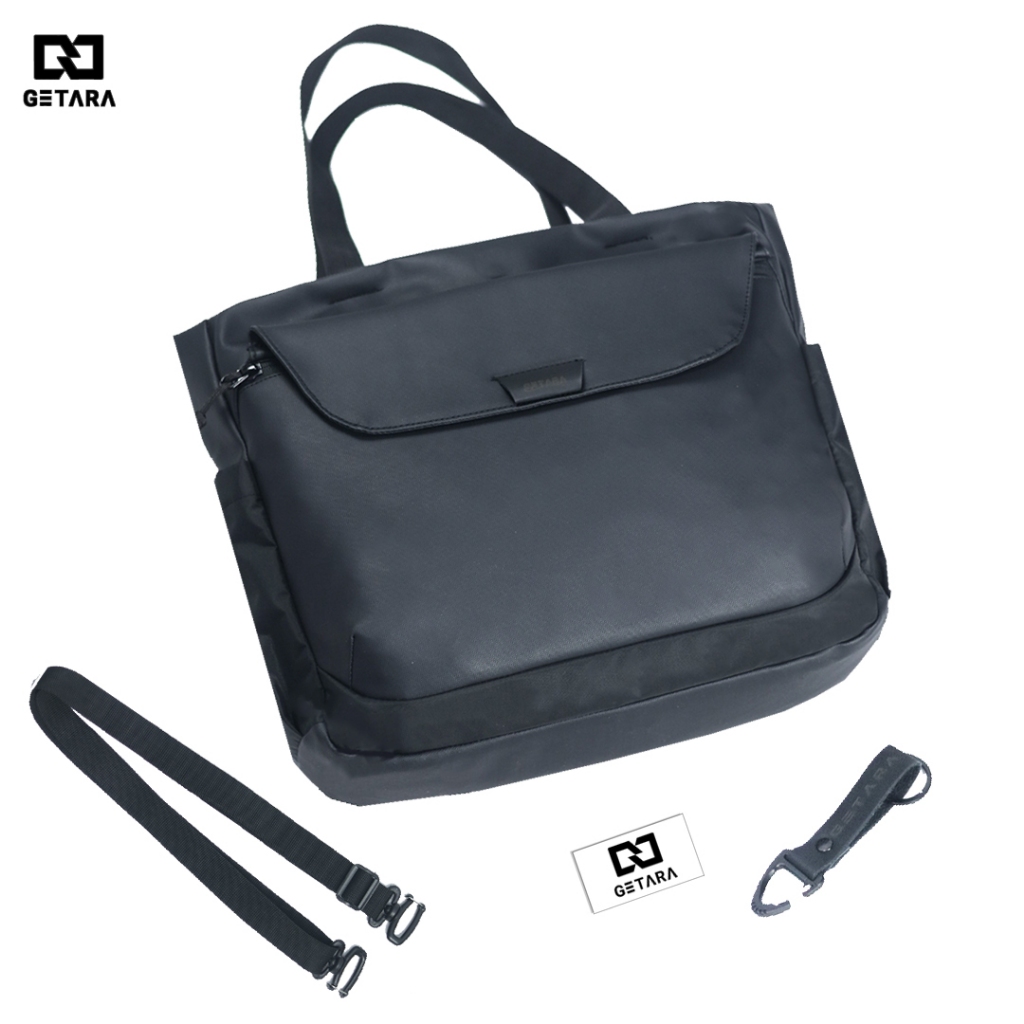 GETARA Tas Tote Bag Pria Jinjing Multifungsi Slempang  Black Series Slingbag Muat Laptop 15 inch