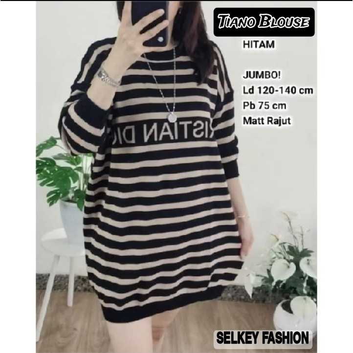 Tiano Blouse Rajut Atasan Wanita Jumbo Rajut Import