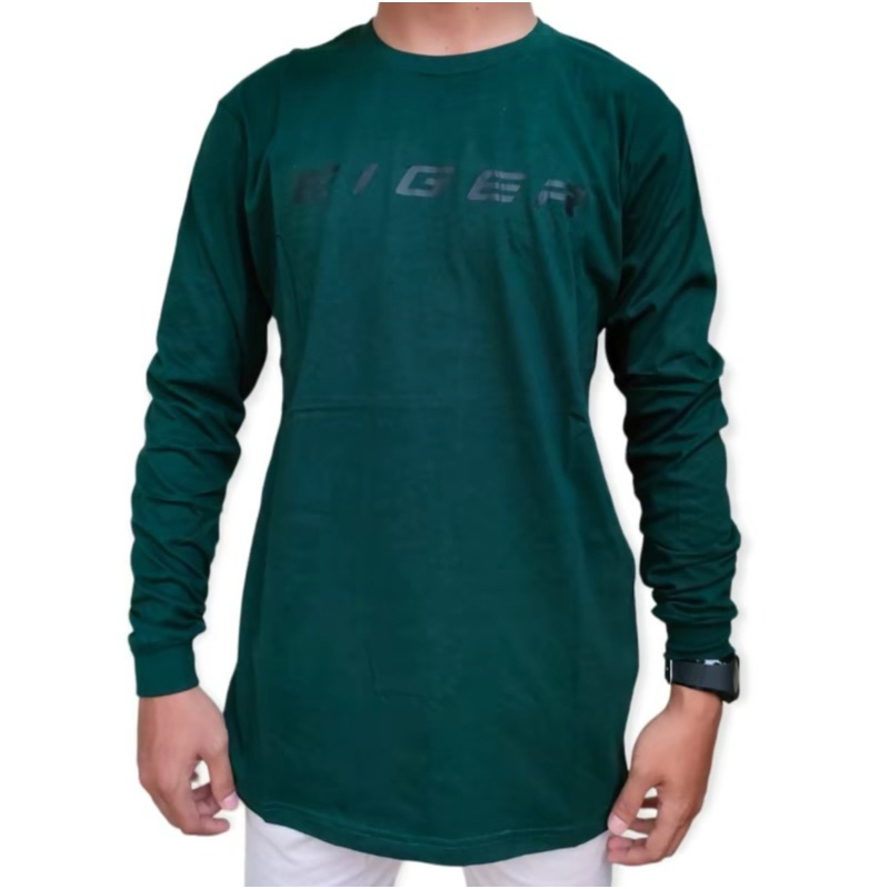 KAOS COWOK LENGAN PANJANG LONGSLEEVE KAOS WARNA HIJAU BOTOL LENGAN PANJANG KAOS UNTUK SERAGAMAN KOST