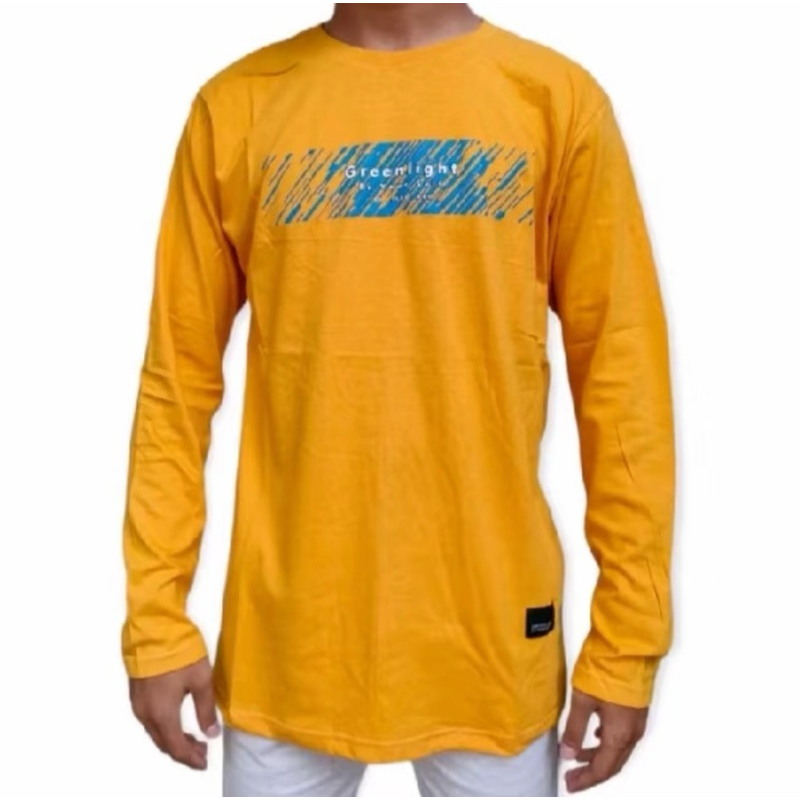 KAOS COWOK LENGAN PANJANG LONGSLEEVE KAOS WARNA KUNING LENGAN PANJANG KAOS UNTUK SERAGAMAN KOSTUM KE