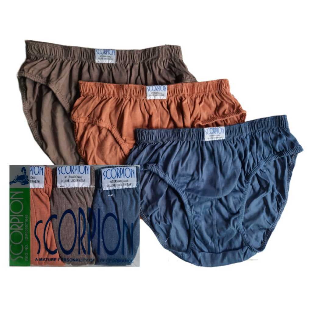 Scorpion CD Pria  1 Kotak isi 3 Pcs – Adem, Nyaman, Gak Bikin Kantong Jebol