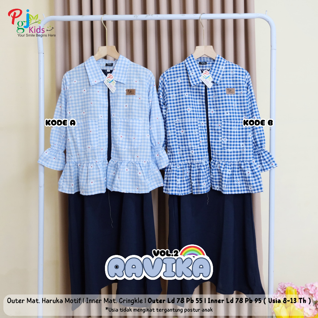 setelan gamis outer anak perempuan 8-13 tahun liliyana ravika tzuyang dress ori pgj kids