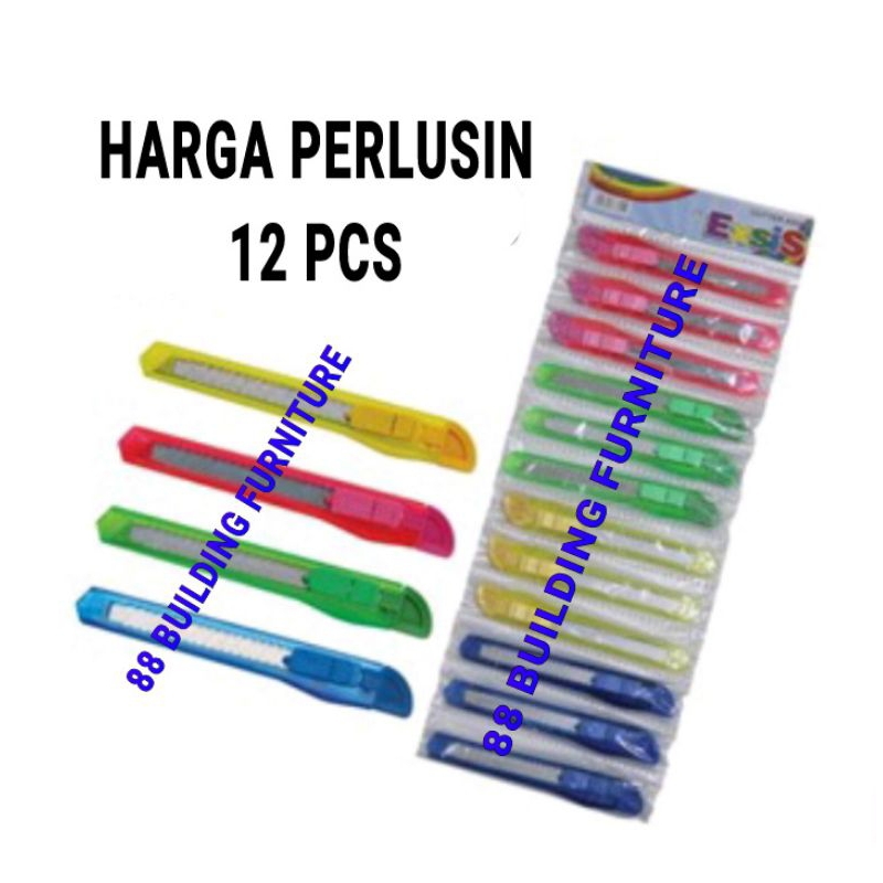 

(PERLUSIN 12 PCS) PISAU CUTTER PLASTIK KECIL / PISAU KATER CUTER SILET KECIL BODY BODI GAGANG BENING TRANSPARAN MURAH PER RENTENG RENCENG RENTENGAN 12pcs
