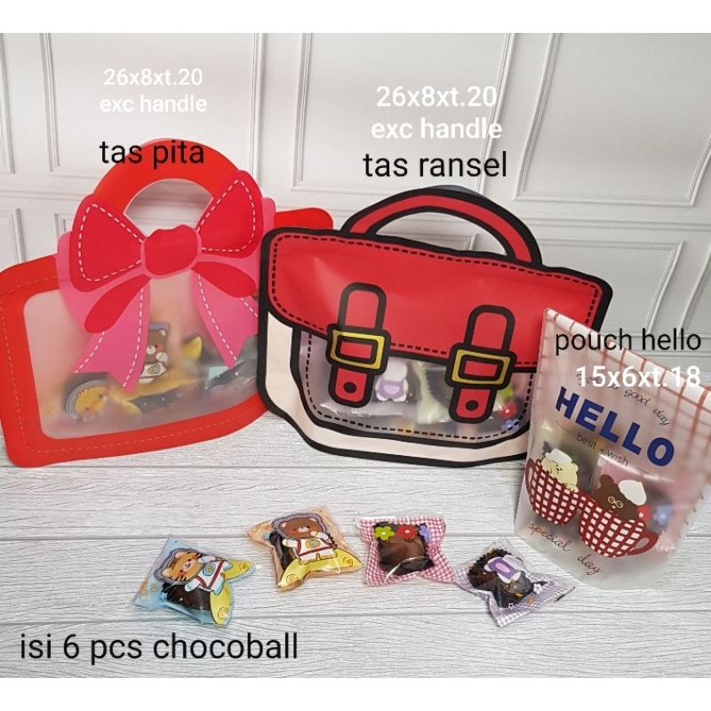 

Kue chocoball kemasan pouch dan box fancy bingkisan ultah pesta gift kantor min 5 per model