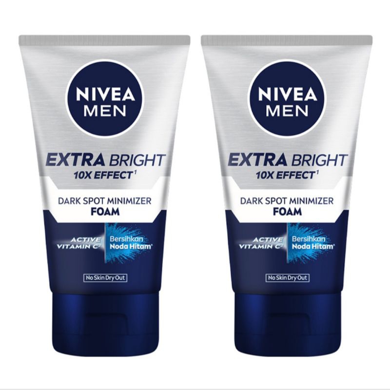 Paket Nivea Men Extra Bright Pembersih Wajah Foam untuk Noda Hitam 100 ml x 2 pcs