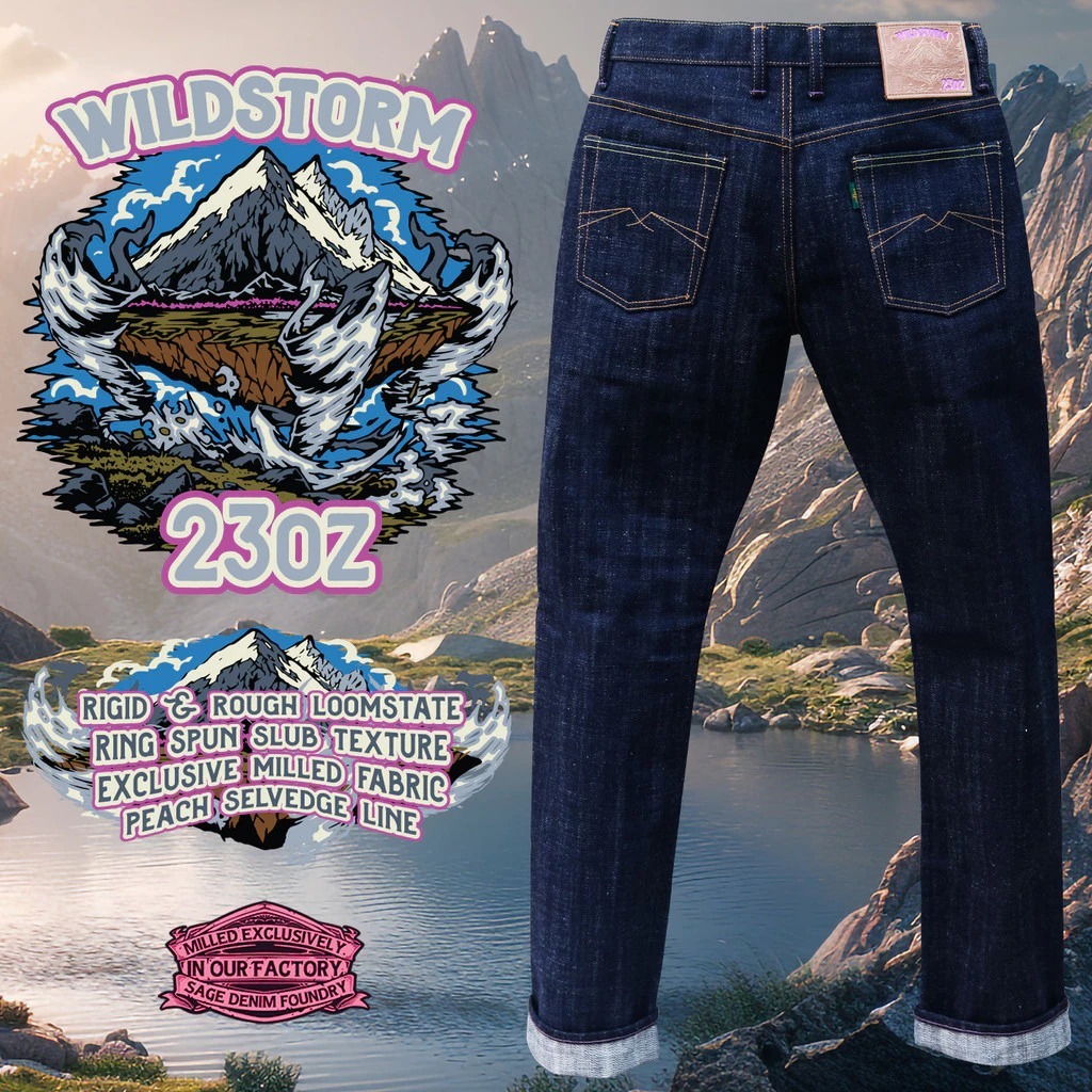 Sage Wildstorm 23oz Unsanforized Deep Indigo Peach Selvedge