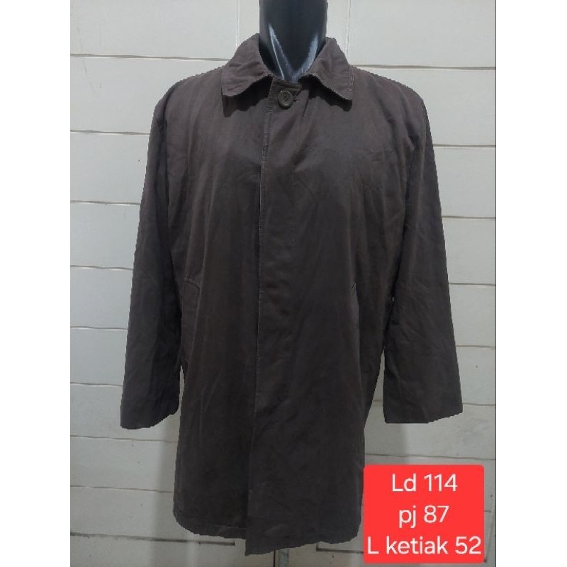 Homme jeje long coat pria warna coklat gelap