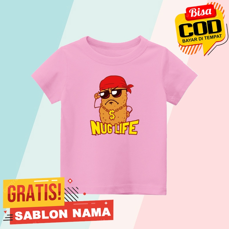 Baju Kaos Anak Chiken Nugget Meme Nug Life / Kaos Anak Laki Laki & Perempuan Custom Nama Chiken Nugg