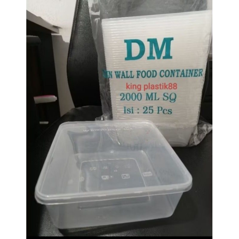isi 25pcs THINWALL 2000ml SQ/ thinwall box kotak makan plastik tahan panas microwave,box besar