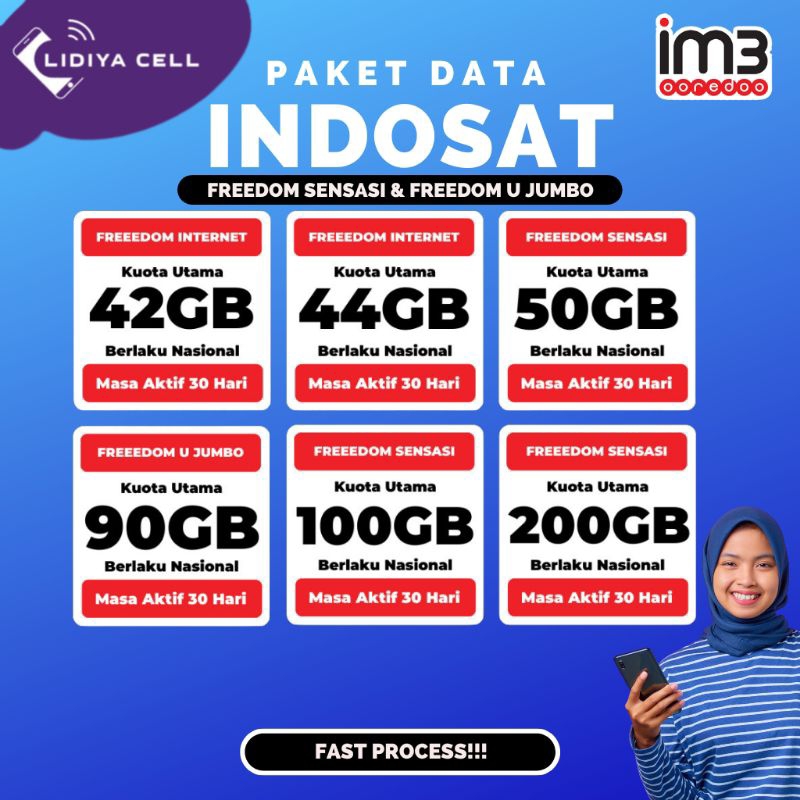 PAKET DATA IM3 INDOSAT FREEDOM SENSASI & FREEDOM U JUMBO SUPER MURAH PROSES CEPAT