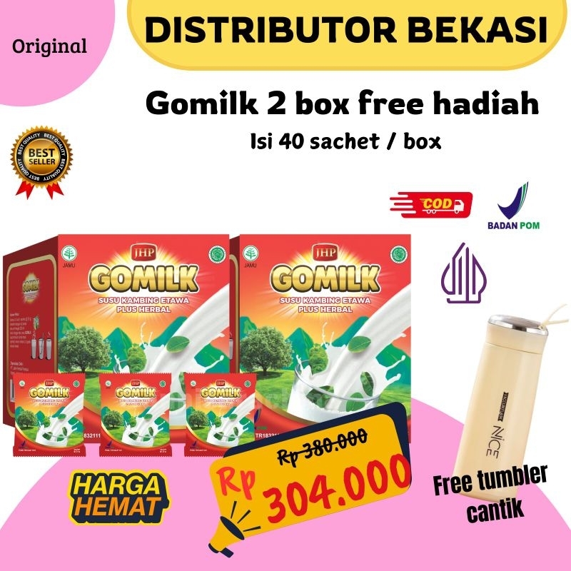 

[BISA COD + GARANSI] PAKET hemat 2kg Gomilk sachet isi 8 renceng Free tumbler