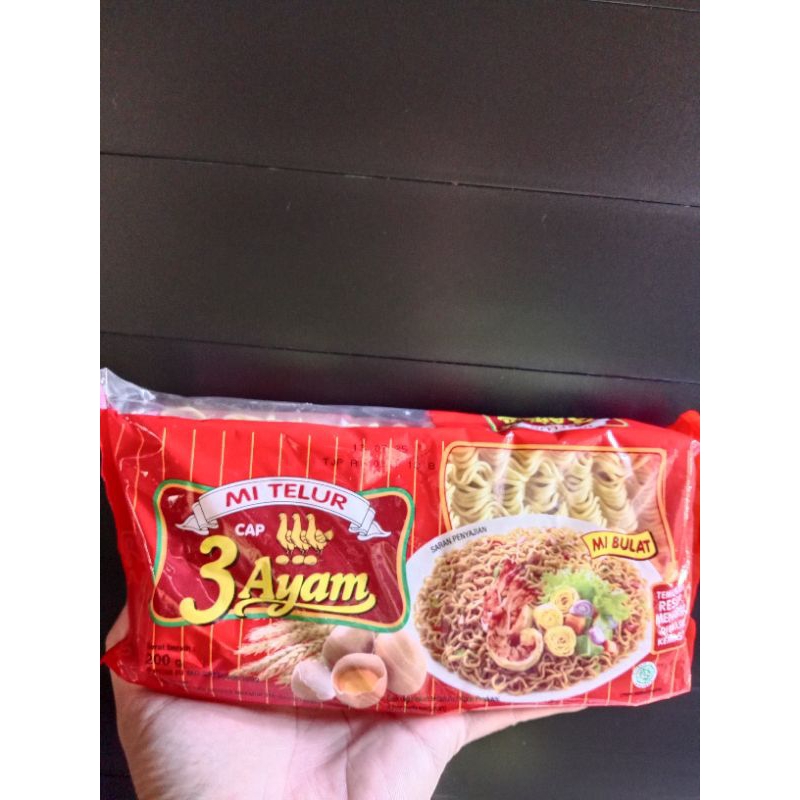 

Mie Telur Cap 3 Ayam Mi Bulat Kemasan 200 Gram