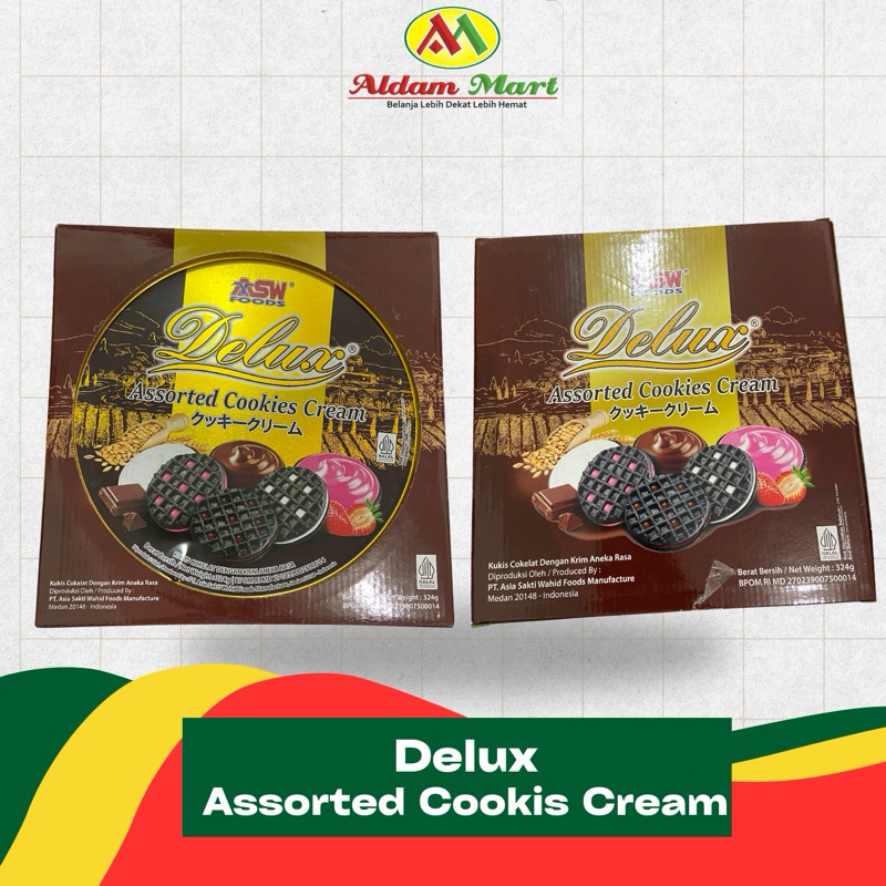 

A.M/ DELUX Assorted Cookies Cream Kukis Cokelat Dengan krim Aneka rasa 324g