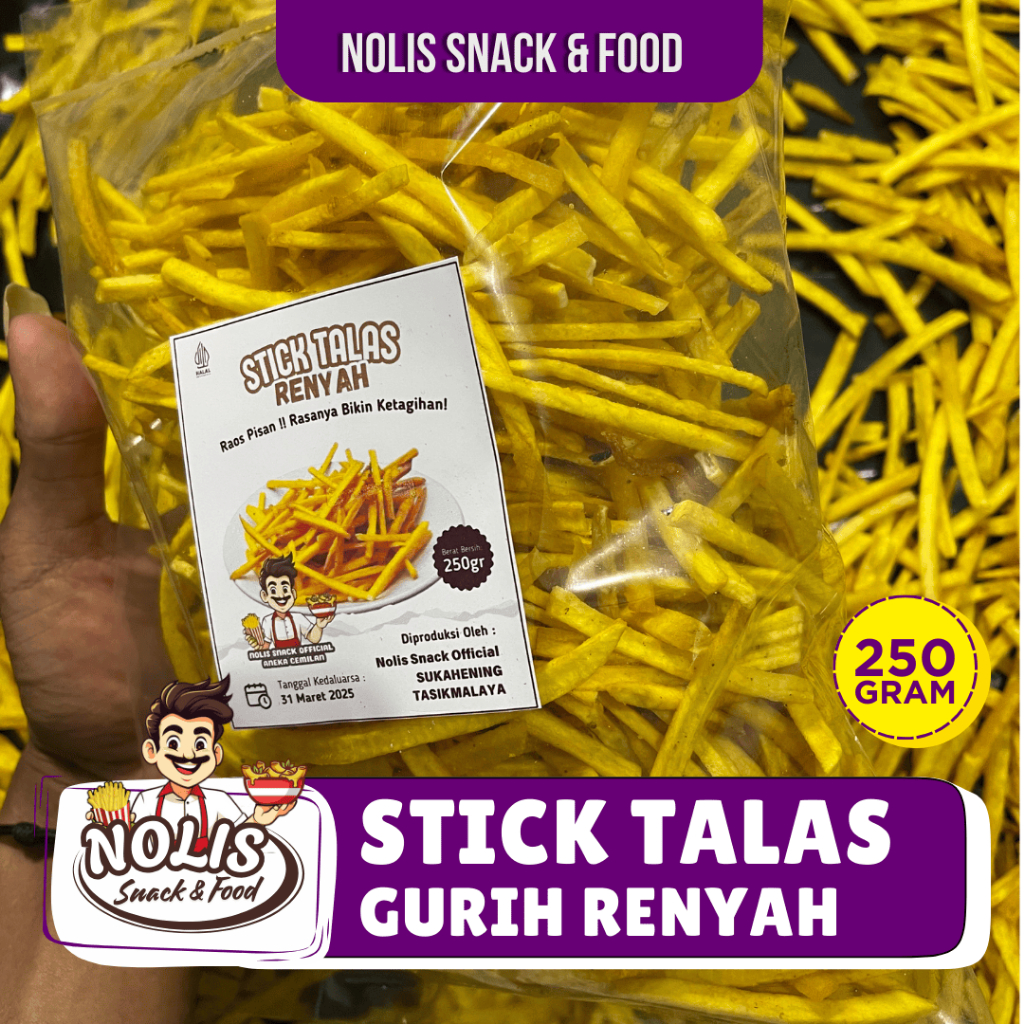 

250gr - Stik Talas Gurih Renyah / Keripik Stik Tales Rasa ORI Gurih Original / Makanan Ringan