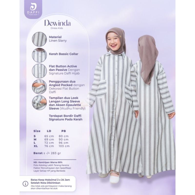 Dress Anak Daffi Dewinda Series dress anak gamis anak ORI Daffi