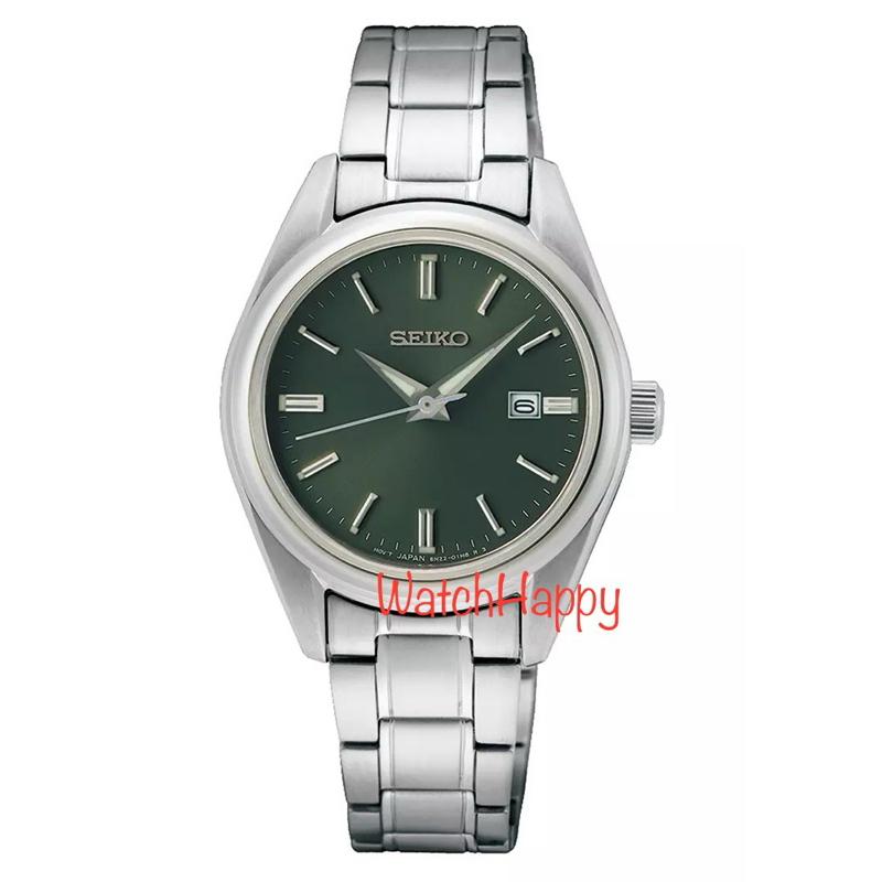 JAM TANGAN SEIKO SUR533 / SUR533P1 / SUR533P LADIES ANALOG QUARTZ MOVEMENT CLASSIC DRESS OLIVE GREEN