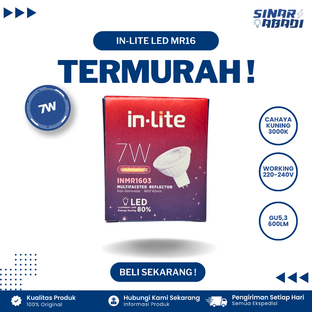 Inlite LED MR16 7W GU5.3 3000K (Kuning)
