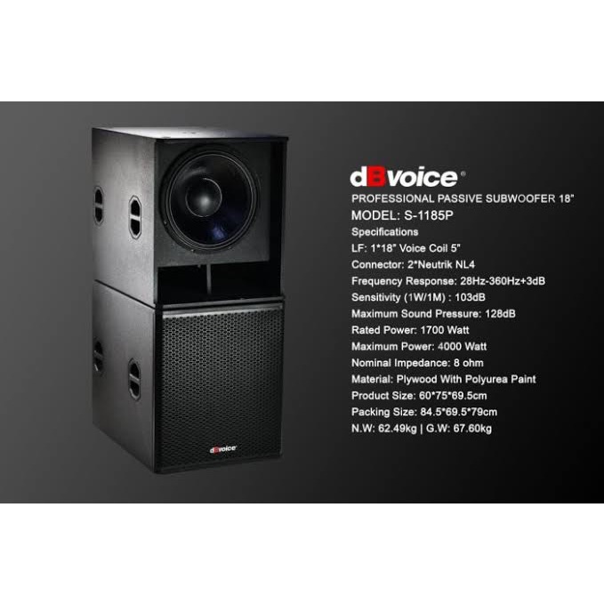 Speaker Subwoofer Pasif 18 Inch DB VOICE S1185P | S 1185P