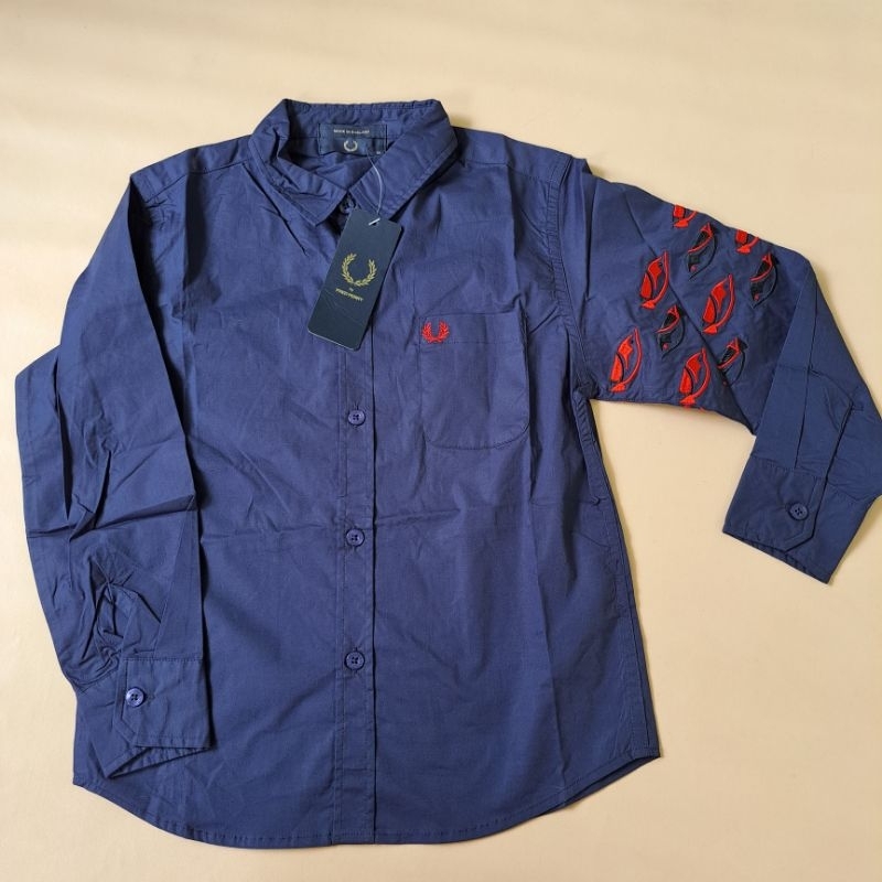 kemeja lengan panjang anak fp fred perry ori navy size 8tahun new pl