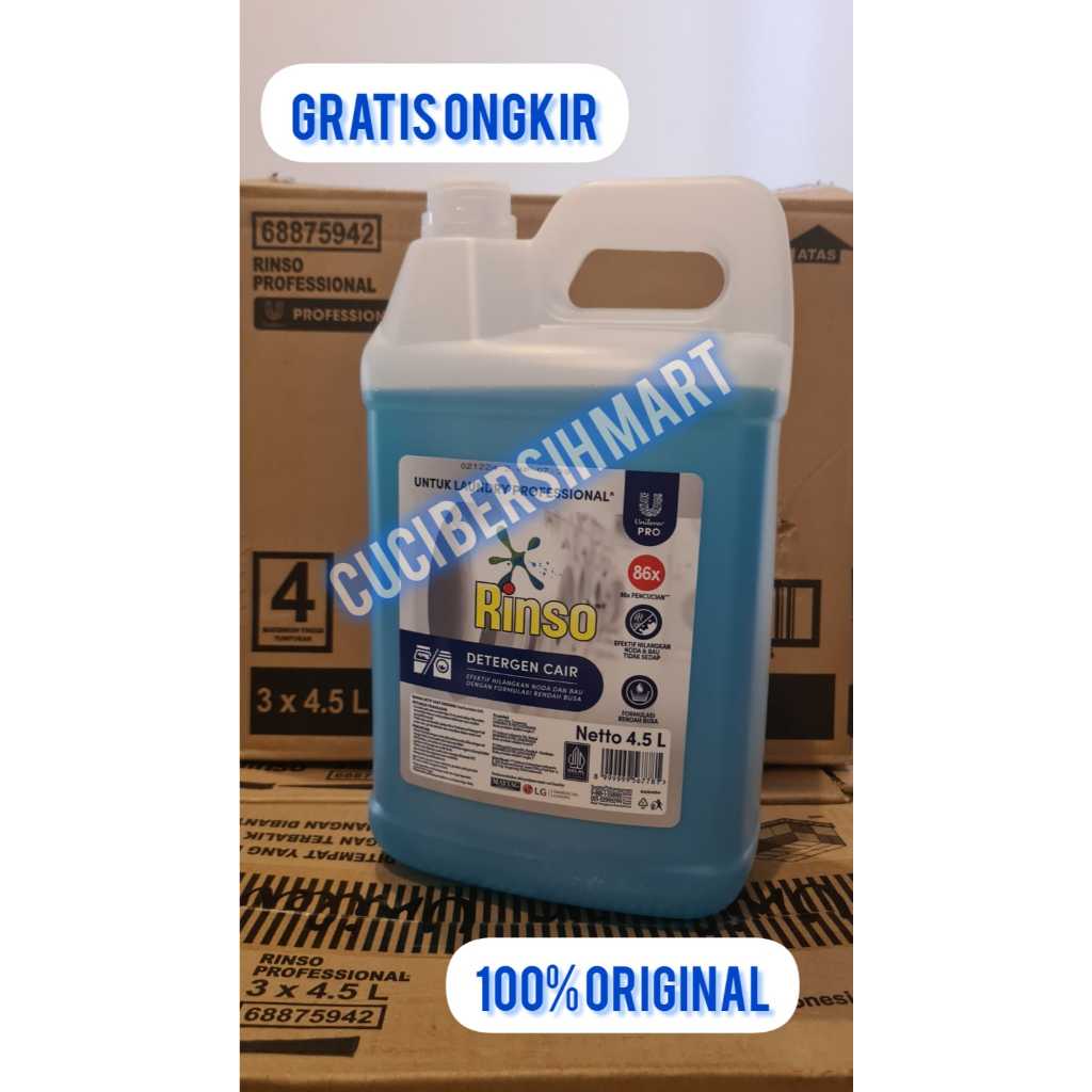 3 Jerigen Rinso Matic Cair 4,5L / 3jt Rinso Cair Professional 4,5L / 1Dus Rinso Matic Cair Professio
