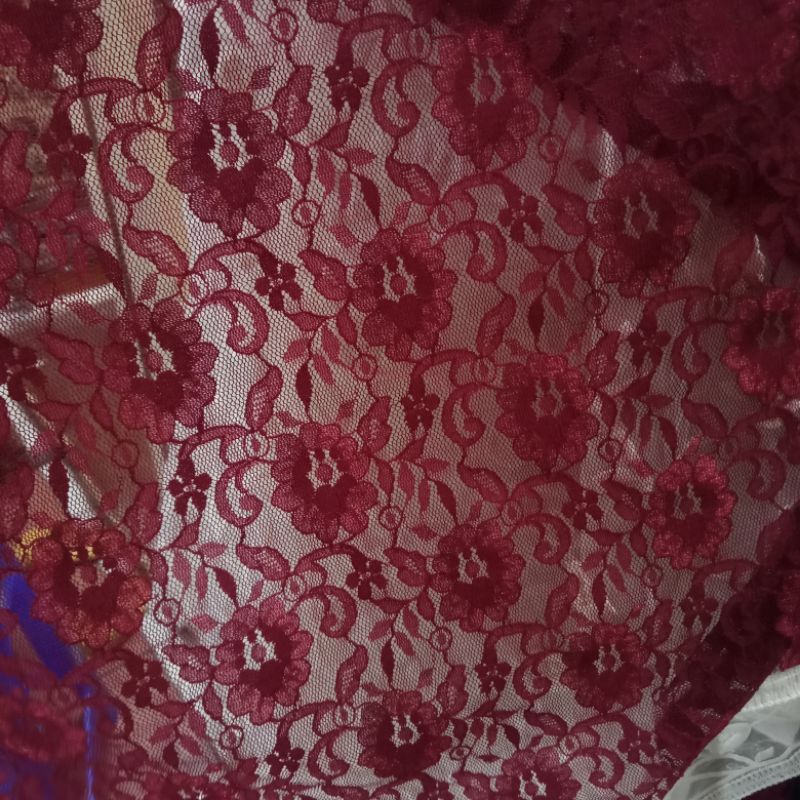 Kain Tille Brokat Motif Bunga Import - Kain Tulle Brukat - Kain Brokat Lace Dt
