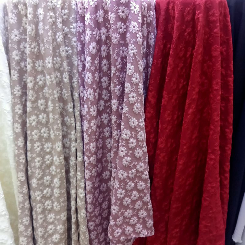 Kain Jaguard Embroidery Premium - Kain Jaguard Motif Bunga Embos - Kain Jaguard Luxury Ba