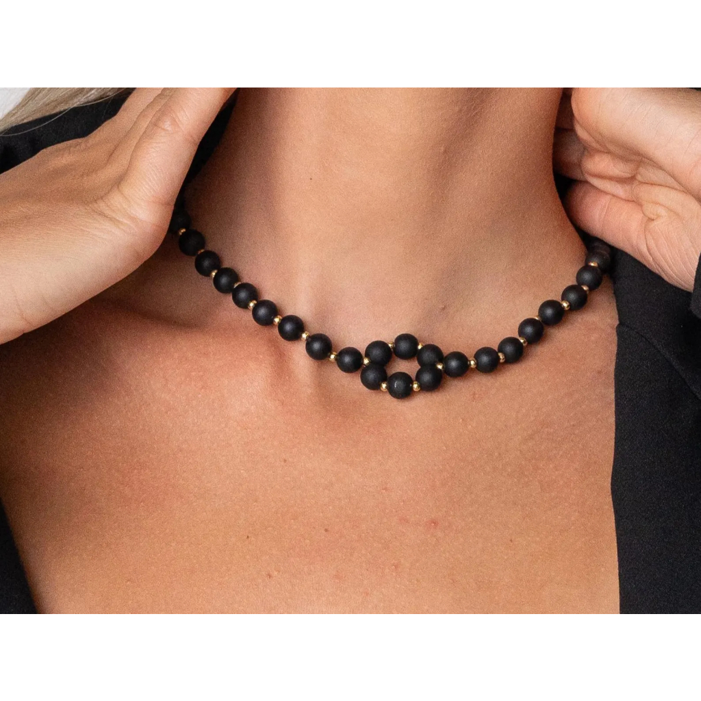Black Onyx Beaded Choker Necklace