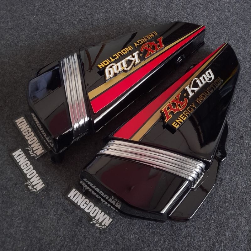 BOX AKI TEPONG RX KING 92 COBRA BIBIR MERAH LIS KRUM - SET STRIPING & EMBLEM