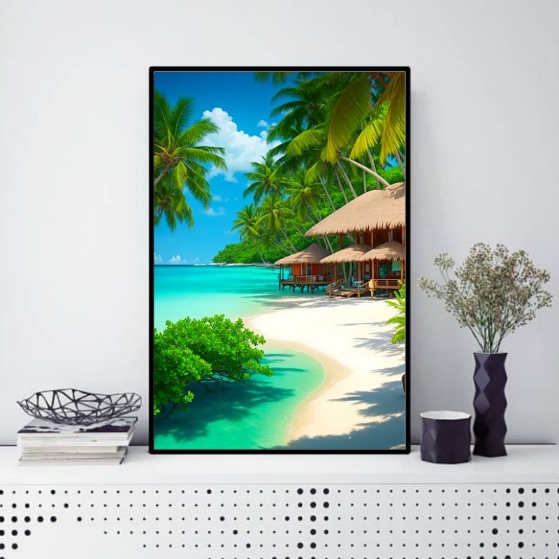 lukisan abstrak digital printing kanvas print dekorasi rumah hiasan dinding modern tema pemandangan 