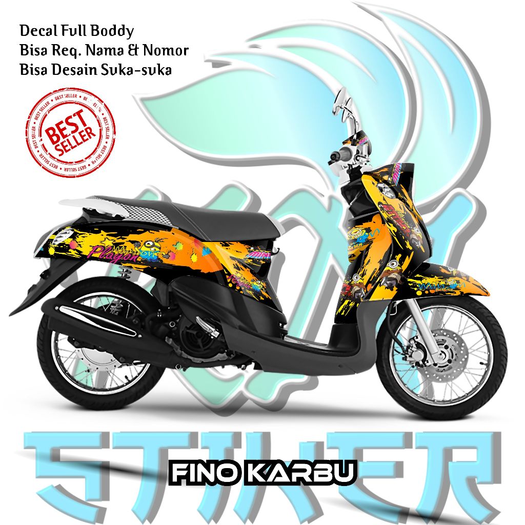 Decal Stiker FINO KARBU Full Body Desain Variasi MINION - KAN Stiker - Motorcycle