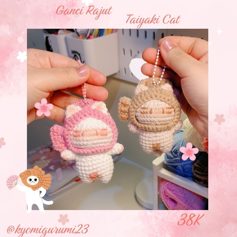 Gantungan Kunci Rajut  Amigurumi Taiyaki Cat