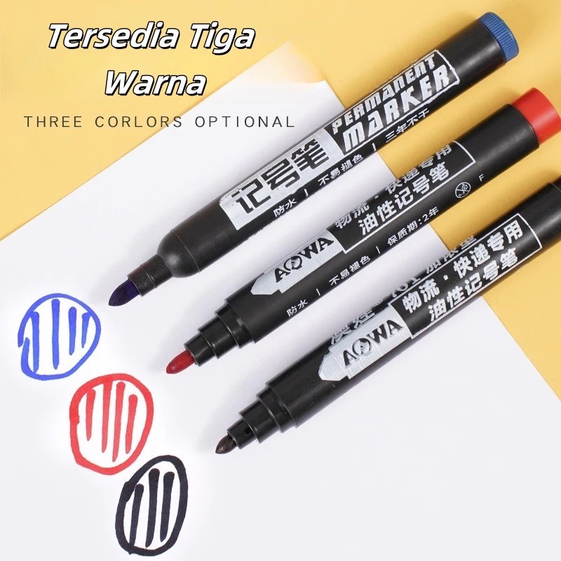 

Spidol Permanent Marker Permanen Tahan Air Alat Tulis Spidol Cepat Kering Tinta Minyak Hitam Biru Merah Tidak Pudar