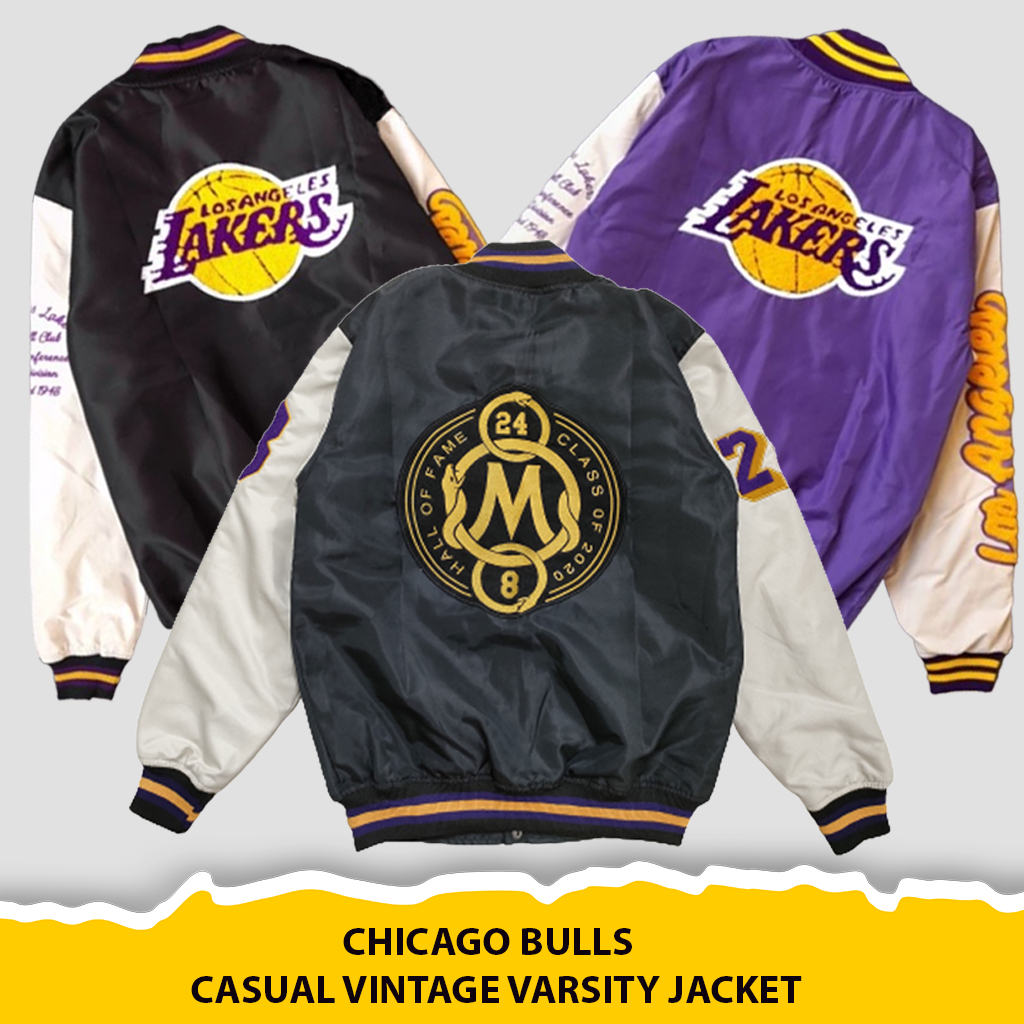 JUMPSHOT Jaket Varsity Lakers NBA Basketball Team Embroidery Black Cream