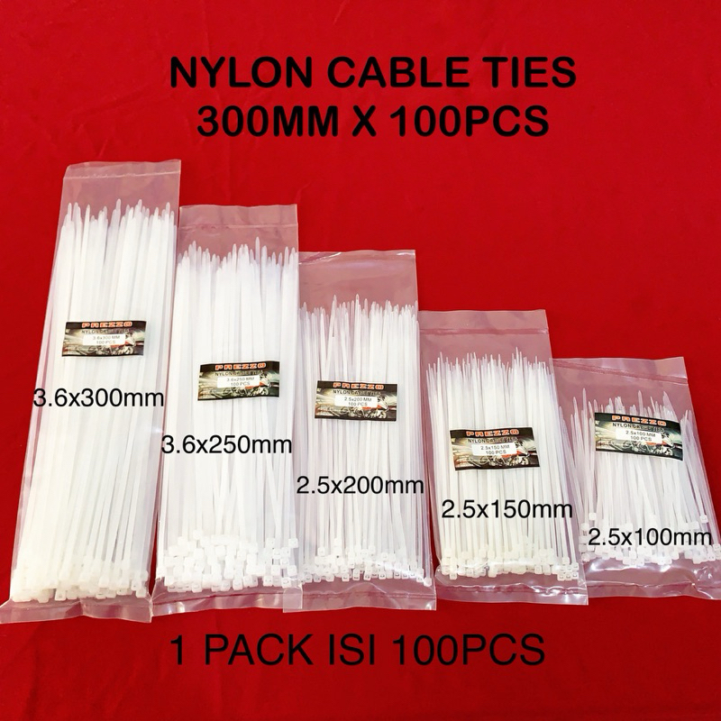 Tali Kabel tis Cable Ties 30cm 3.6 x 300mm Putih isi 100 pcs