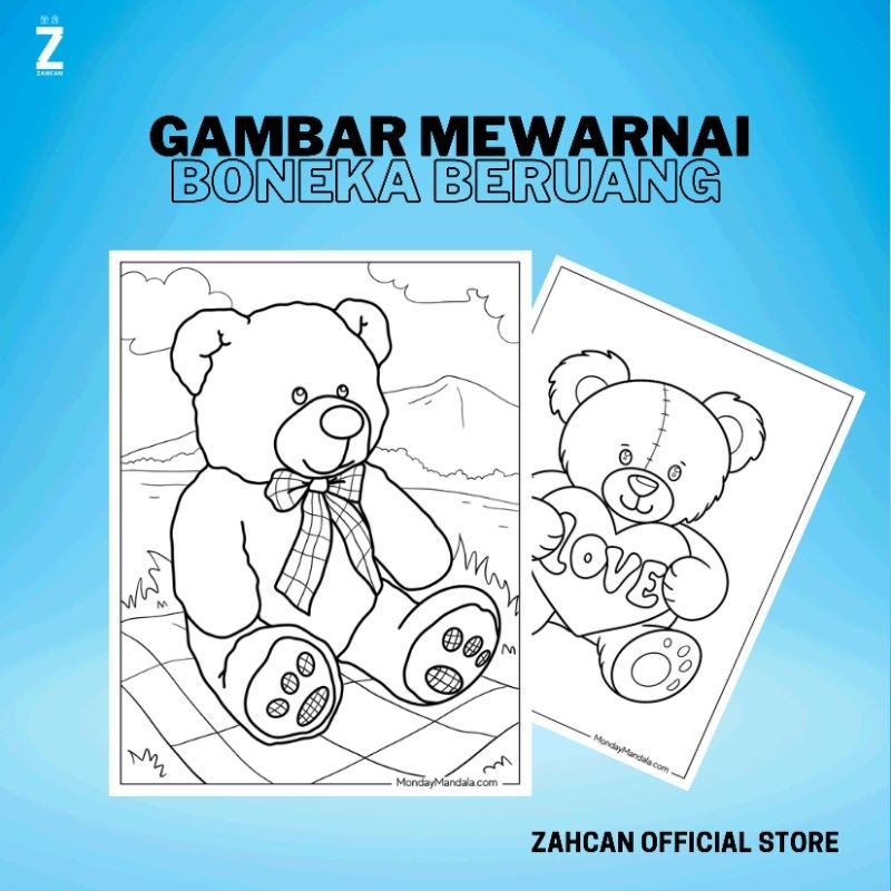 

Kertas Gambar Mewarnai A4 [ Boneka beruang ]