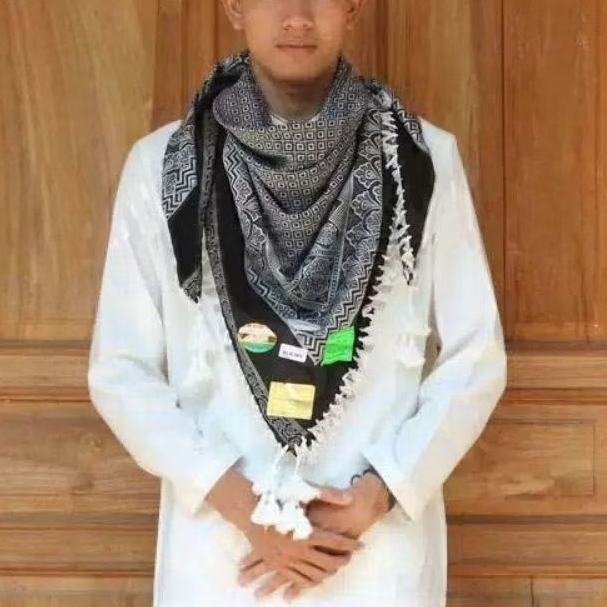 Sorban Kashmiri Persegi Hitam Putih Import India, Imamah Persegi Hitam Putih