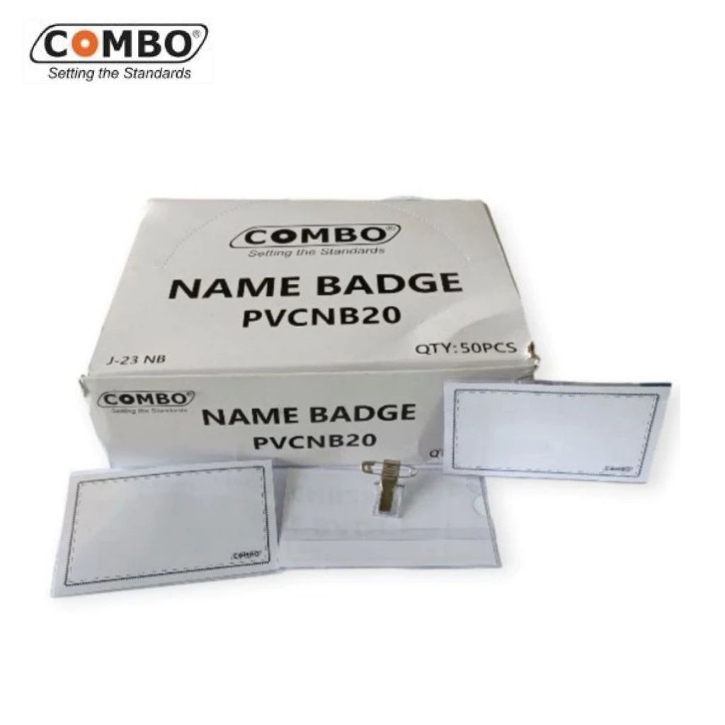 

1 BOX / 50 Pcs Name Badge Combo PVCNB20 Clip & Pin