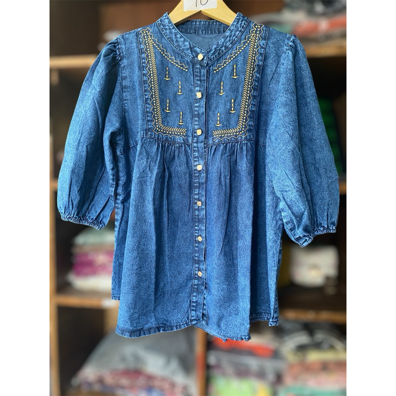 Atasan Jeans Bordir