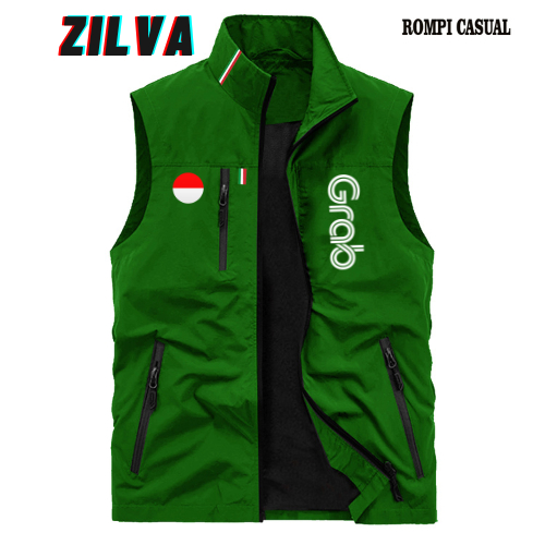 BISA CUSTOM - Jaket Rompi Grab Original Terbaru / Rompy Ojol Grab / Rompi Grab Terbaru 2024 / Rompy 