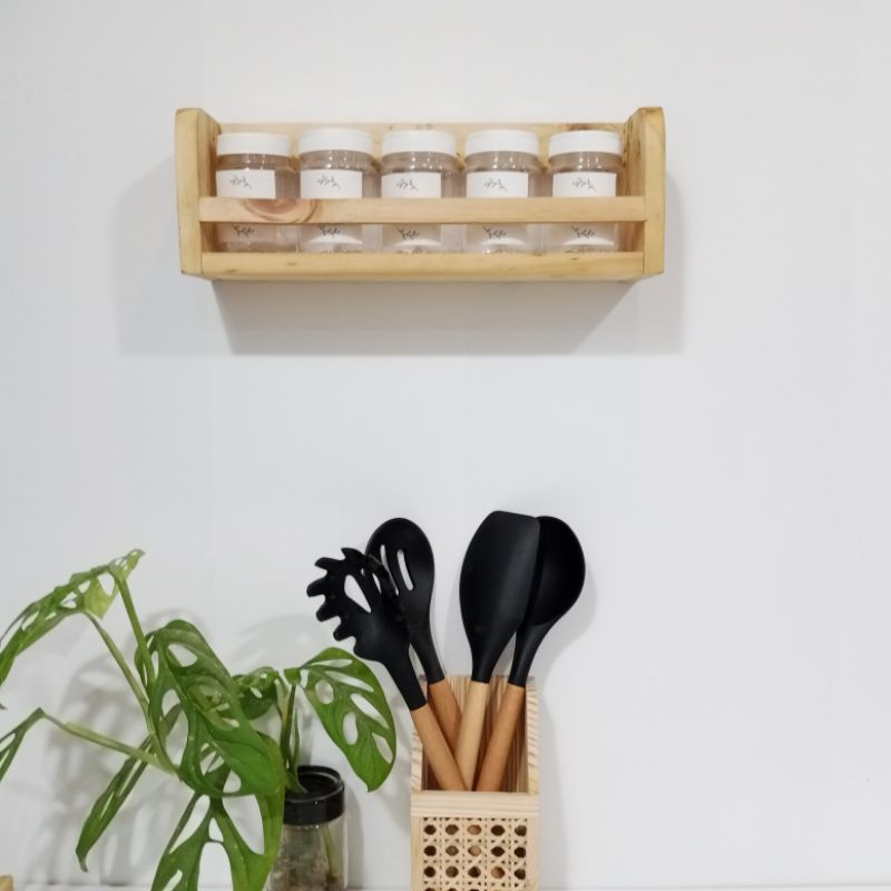 Rak Kayu Gantung Penyimpan Telur - Tempat Telur 2 Susun - Rak Bumbu Kayu Serbaguna