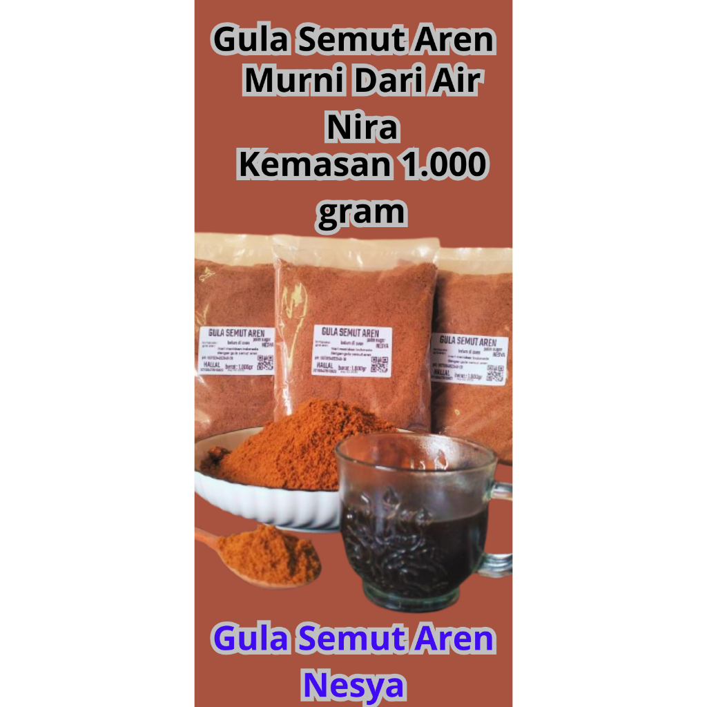 

gula semut aren organik/langsung dari air nira/asli gula aren/palmsugar non oven kadar air 7-10% berat 1.000gram