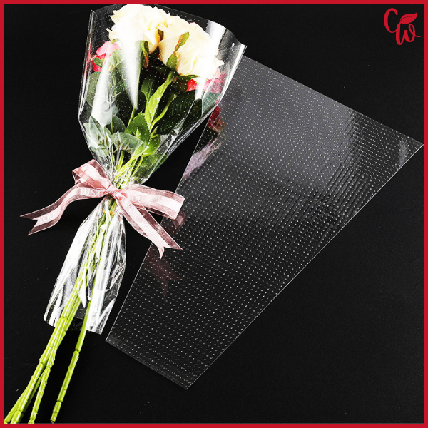 

50 Lembar Single Flower Wrapping Cellophane Kertas Bunga Bening Single Waterproof Transparant SF26