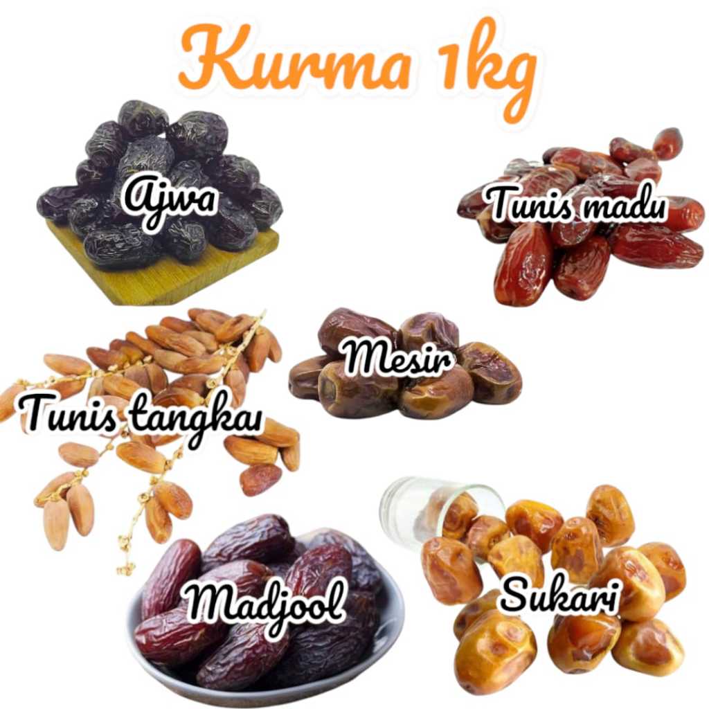 

Kurma Sukari Kemasan mika 250 gram Al qossim asli Exp 2026 terbaru