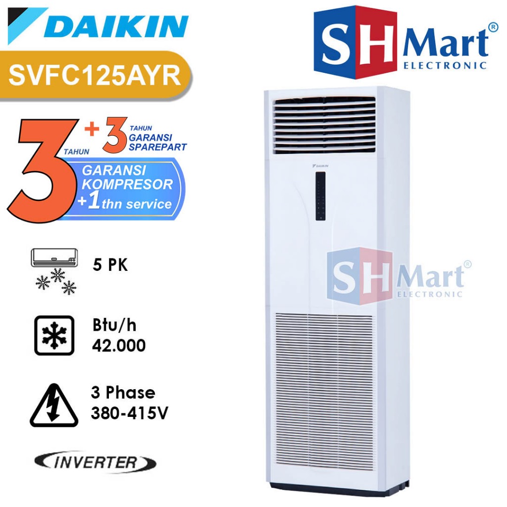 AC FLOOR STANDING DAIKIN 5 PK SVFC125AY-RL SKY AIR INVERTER 3 PHASE GARANSI RESMI