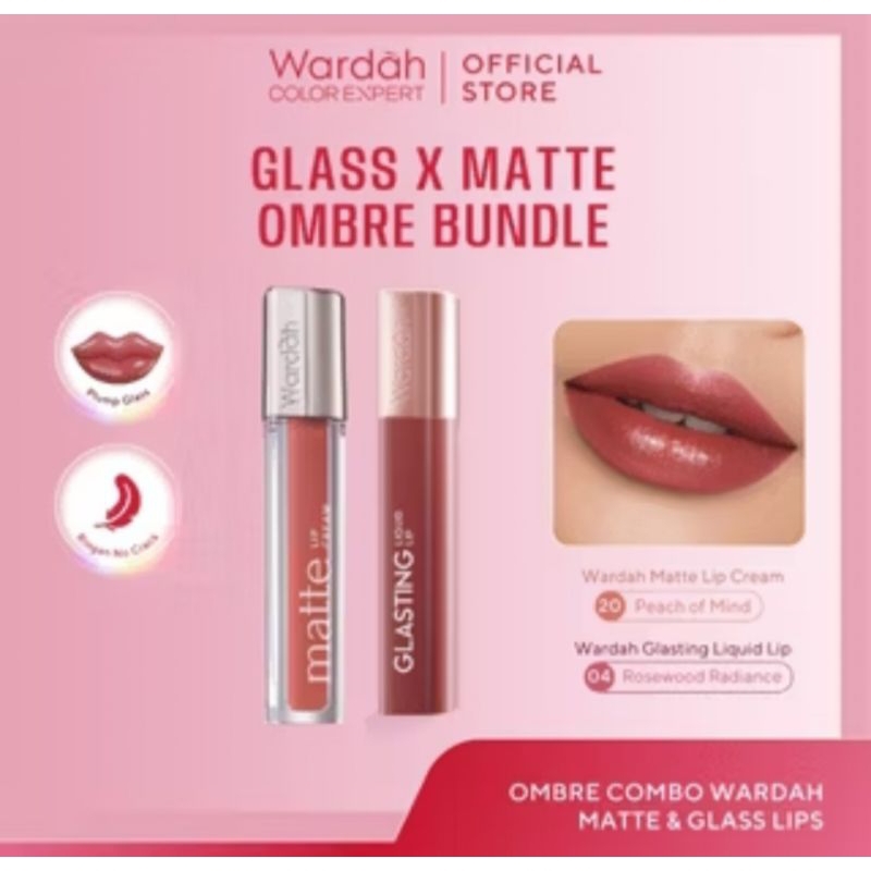 BUNDLE OMBRE WARDAH Paket Ombre Glasting Liquid Lip + Matte Lip Cream - Makeup