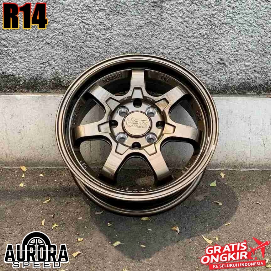 Velg racing HSR Boroko TJH R14 bronze Pelek mobil ring 14 Ayla Xenia Sigra Brio Spresso Air EV Carry