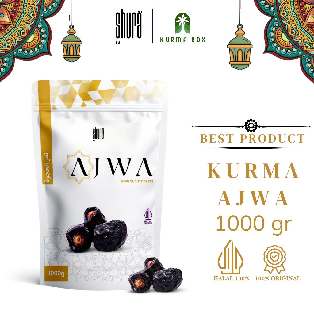 

Shura Kurma Ajwa Pouch 1kg Premium Lembut Manis Asli Madinah 100%