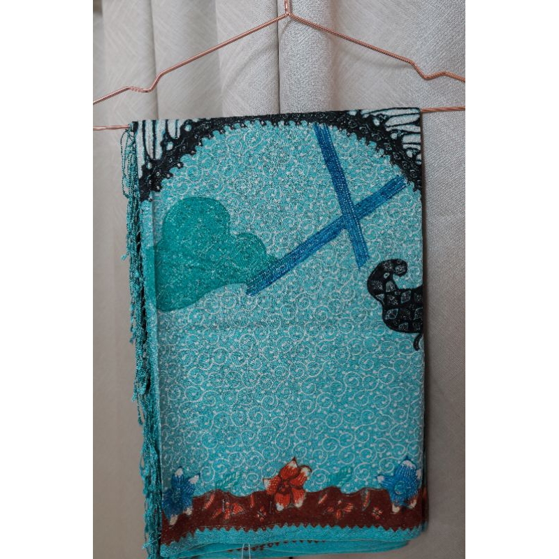 Selendang Batik Biru Muda