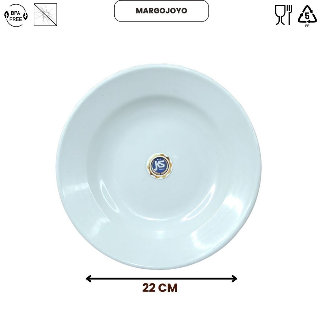 Lostklik Piring Plastik Putih 12 Pcs (1 Lusin) Bpa Free